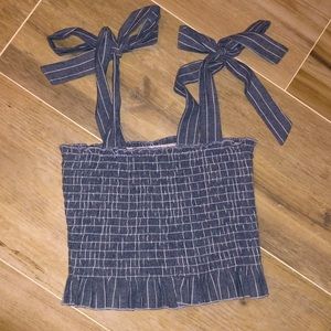 LA Hearts blue and white stripe cropped tank